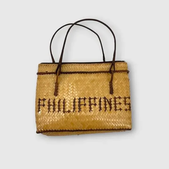 Vintage Handwoven Philippines Souvenir Straw Tote Handbag - Picture 6 of 7